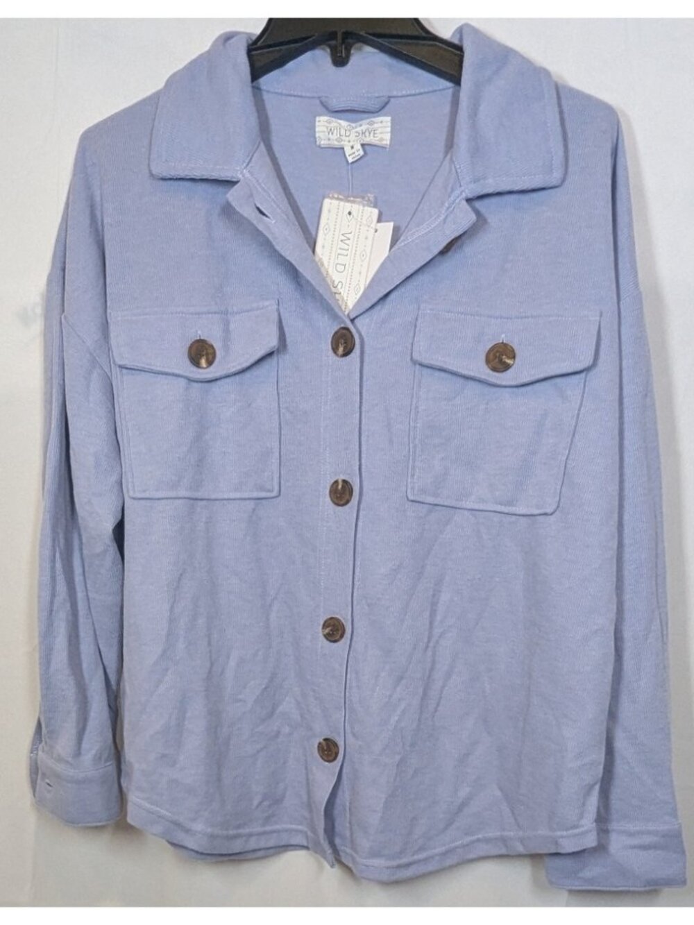 Wild Skye Oversized Shacket Women’s Size M Blue Lavender Button Down Jacket NWT